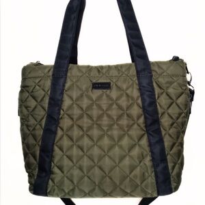 Steve Madden Puffy Quilted Large Olive green sporty tote duffle crossbody bag